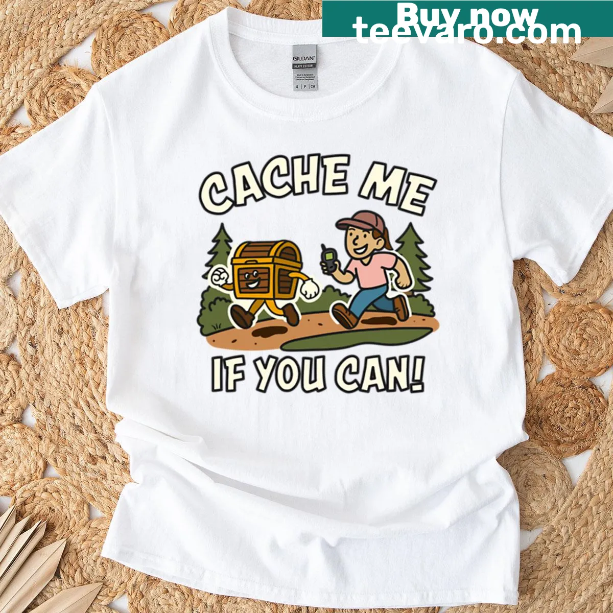 Funny oversized T-shirt with clever pun — on a men's t-shirt