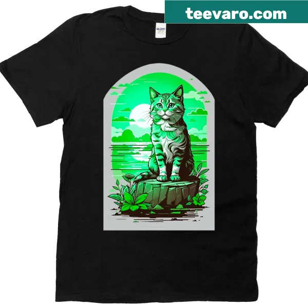 Cute cat illustration graphic on T-shirt