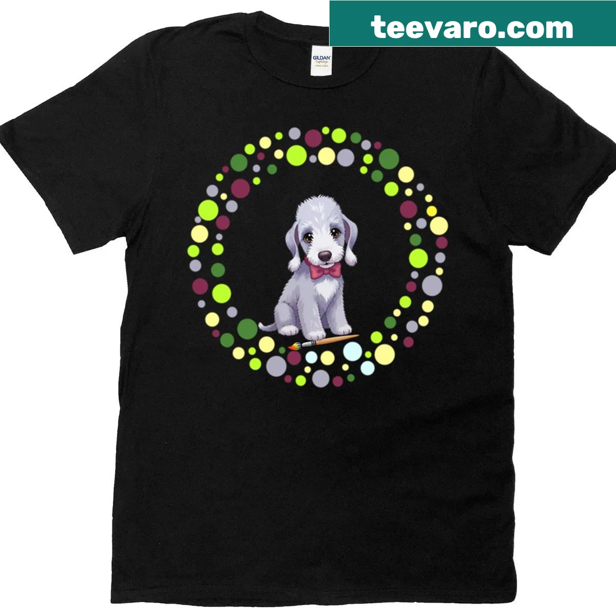 Illustrated Bedlington Terrier T-shirt celebrating Dot Day — on a men's t-shirt