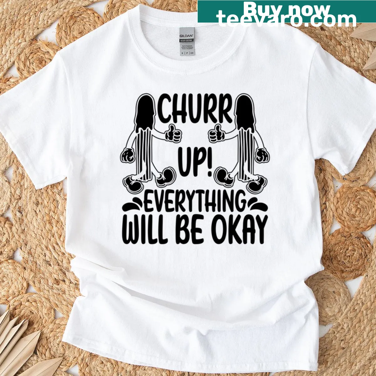 Oversized t-shirt with cute churro-themed design — on a men's t-shirt