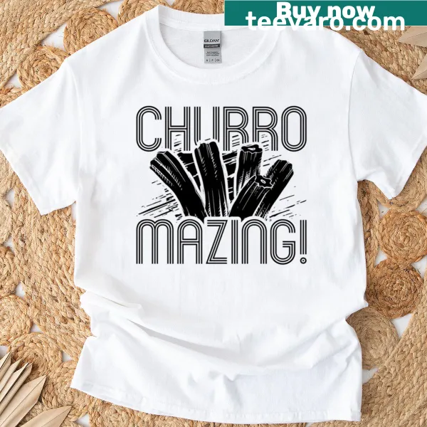 Cartoon T-shirt featuring a churro character design