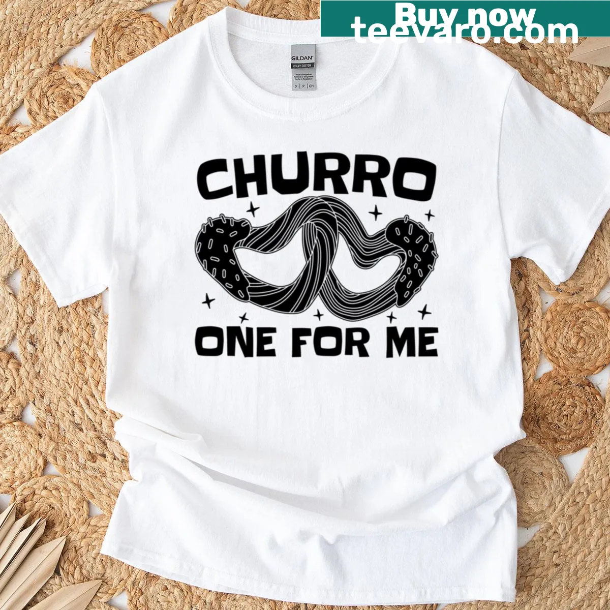 Churro lover t-shirt with playful text and graphic design. — on a men's t-shirt