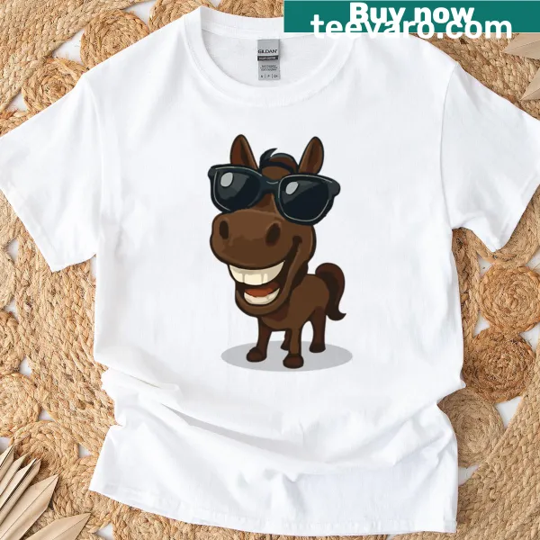 Stylish T-shirt with a cool horse wearing shades illustration