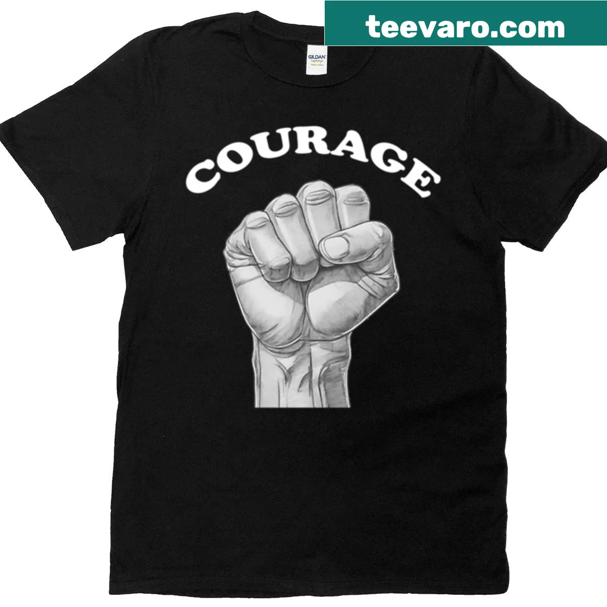 Oversized t-shirt with a raised fist empowerment design — on a men's t-shirt
