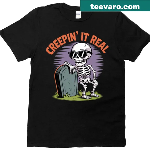 Creepin It Real text t-shirt with a fun and spooky vibe