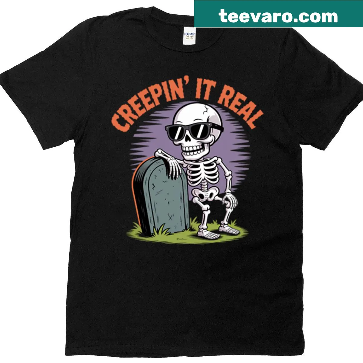 Creepin It Real text t-shirt with a fun and spooky vibe — on a men's t-shirt