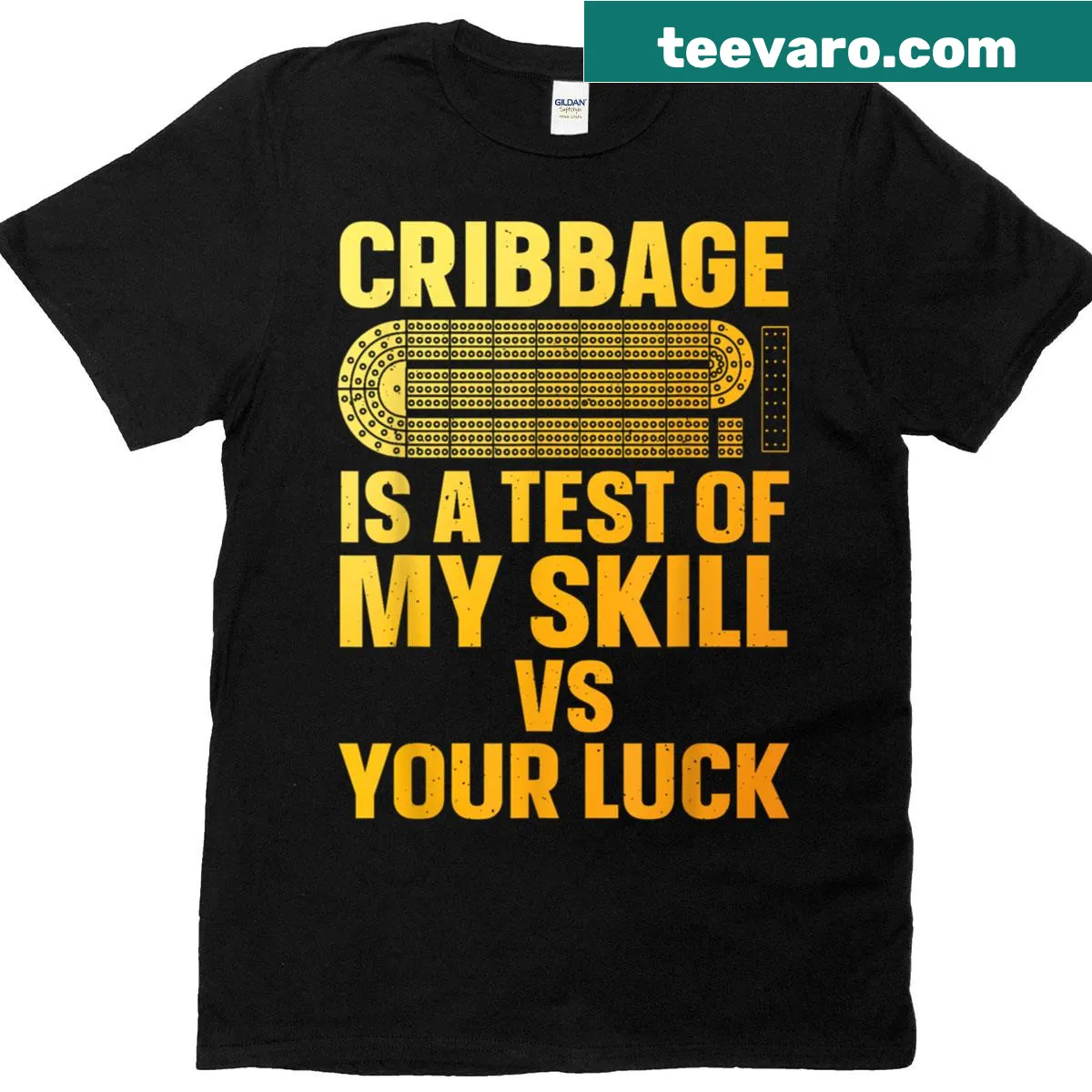 Cribbage board and card illustration on a t-shirt — on a men's t-shirt