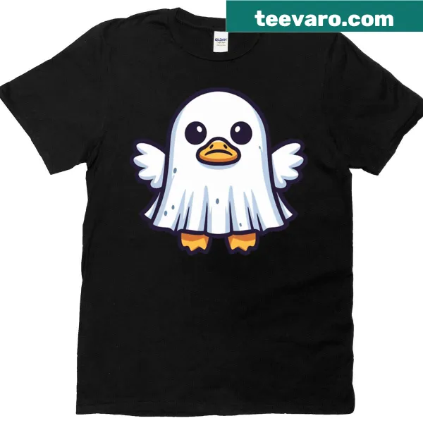 Cute cartoon duck ghost in sheet costume design T-shirt