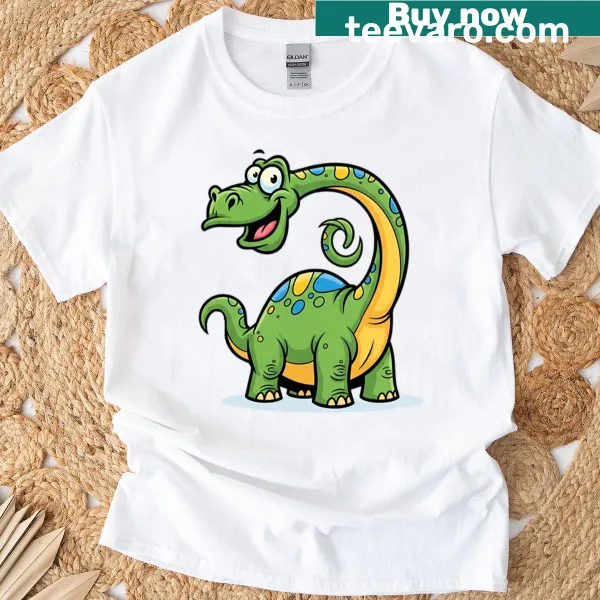 Cute long-neck dinosaur design for kids' T-shirt