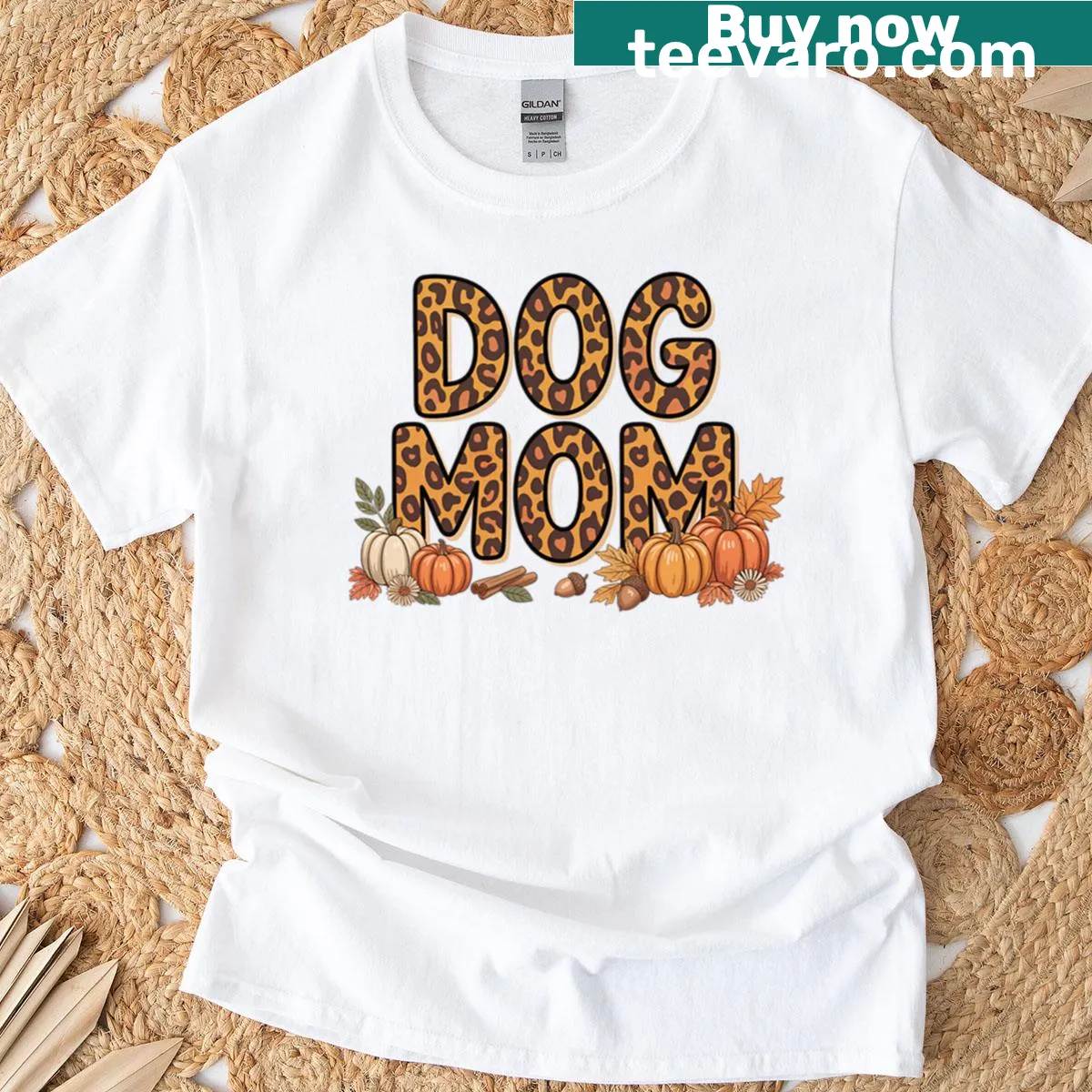 Illustration T-shirt celebrating dog moms with paw prints — on a men's t-shirt