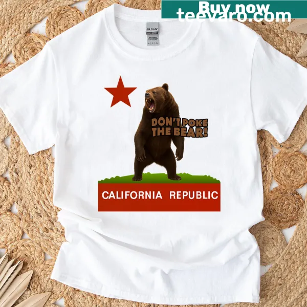 Playful text design saying 'Don't Poke The Bear' on a t-shirt