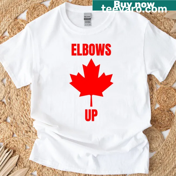 Playful t-shirt with the phrase 'Elbows Up' in bold typography