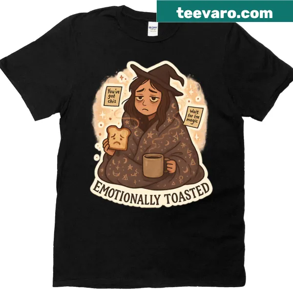 Cute cozy girl with tea and toast illustration