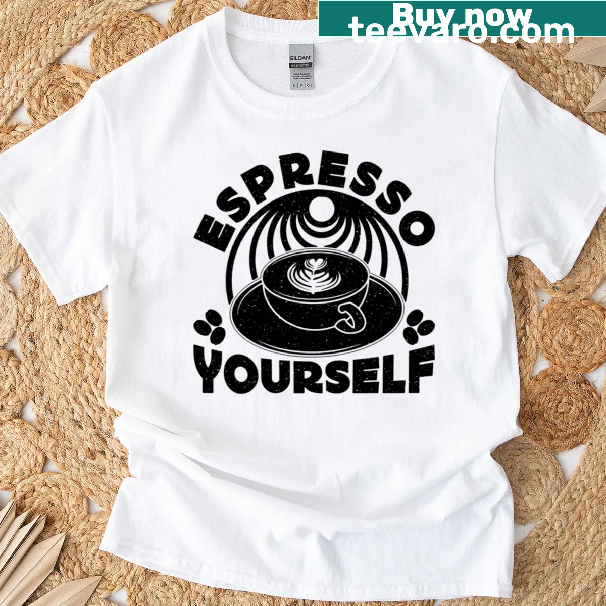 Oversized tee with 'Espresso Yourself' graphic for coffee lovers — on a men's t-shirt