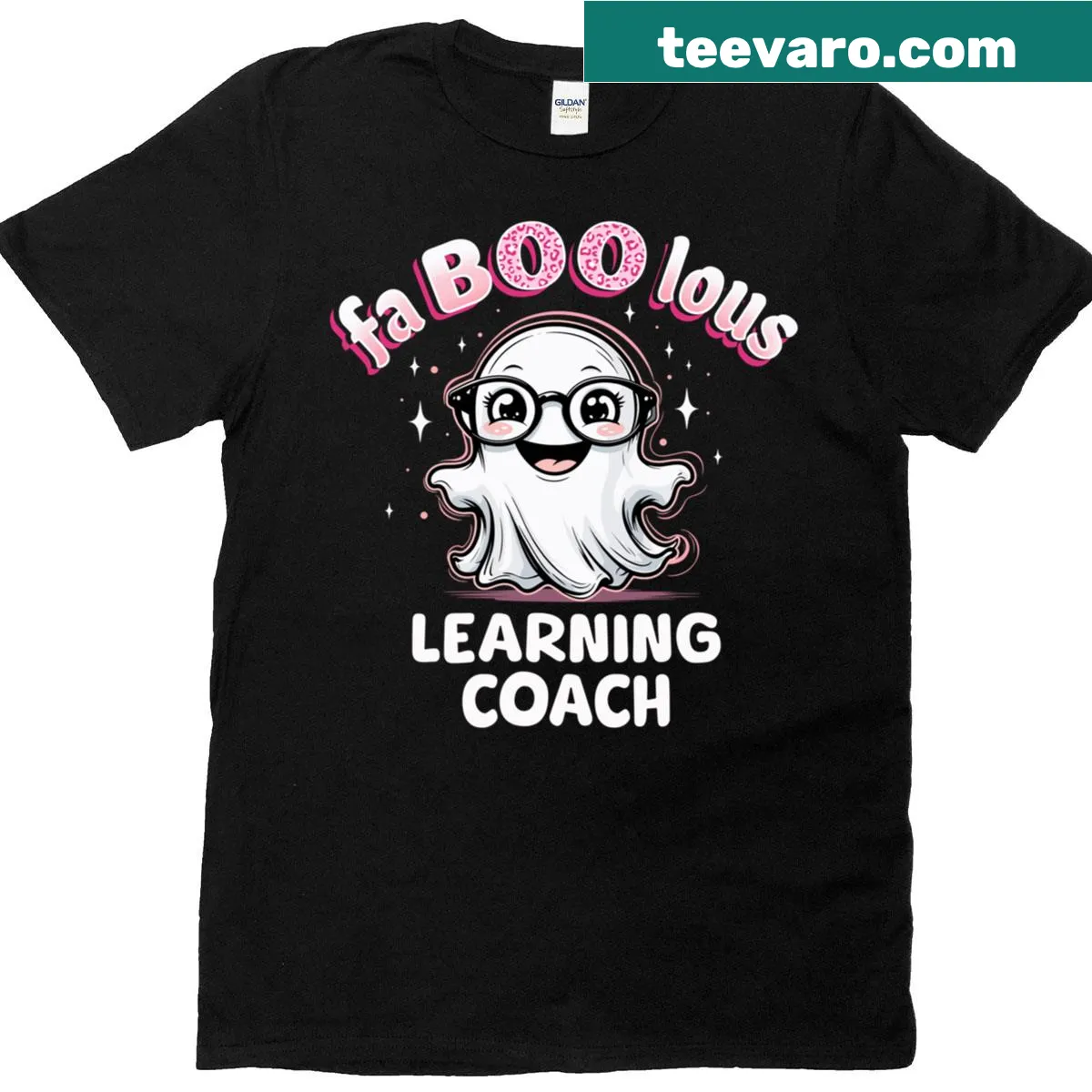 Cute ghost design with 'Faboolous Learning Coach' text — on a men's t-shirt