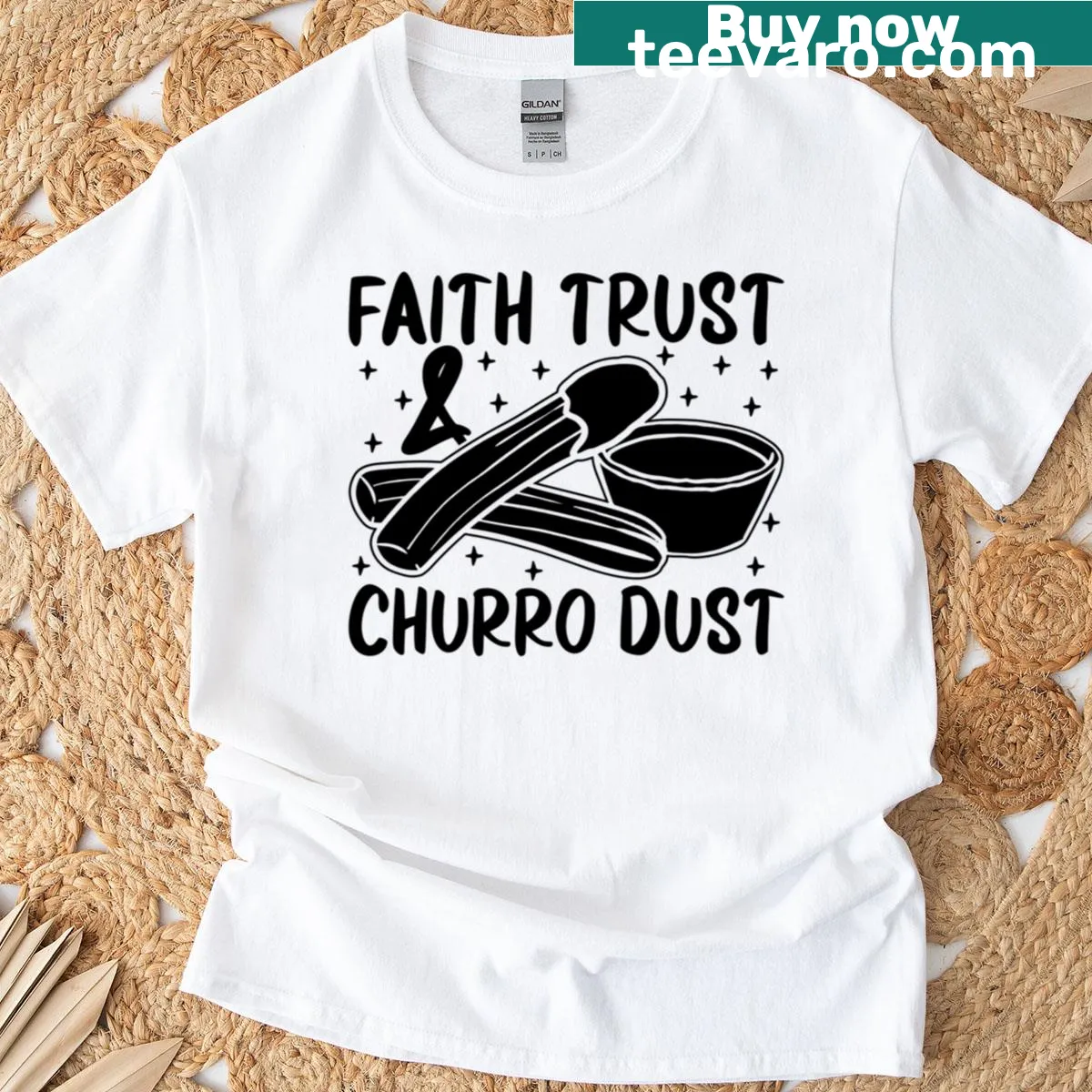 Illustration of churros with churro dust on a dessert t-shirt — on a men's t-shirt