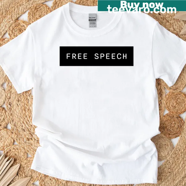 T-shirt featuring bold typography proclaiming 'Free Speech'