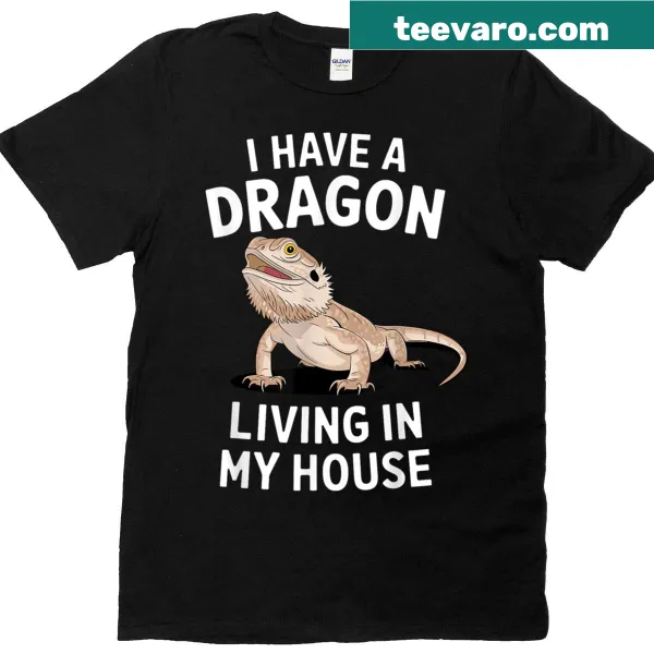 Whimsical bearded dragon illustration on a t-shirt with playful text