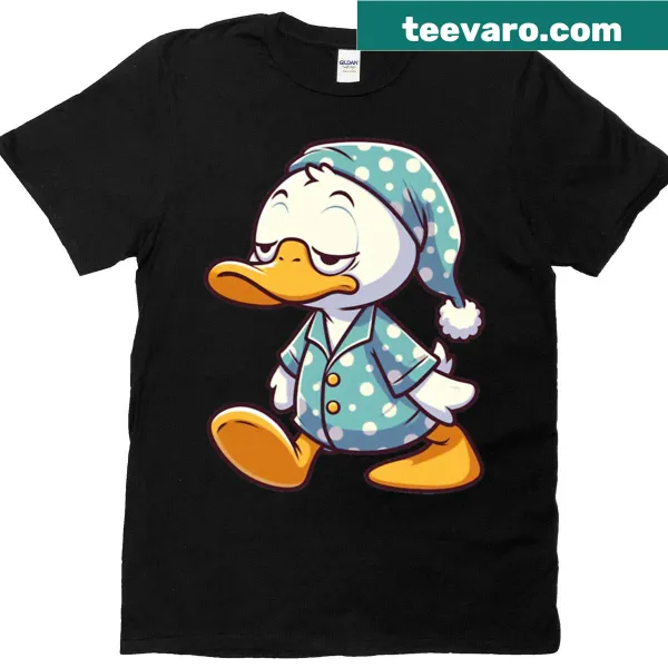 Oversized t-shirt featuring a funny sleepwalking cartoon duck