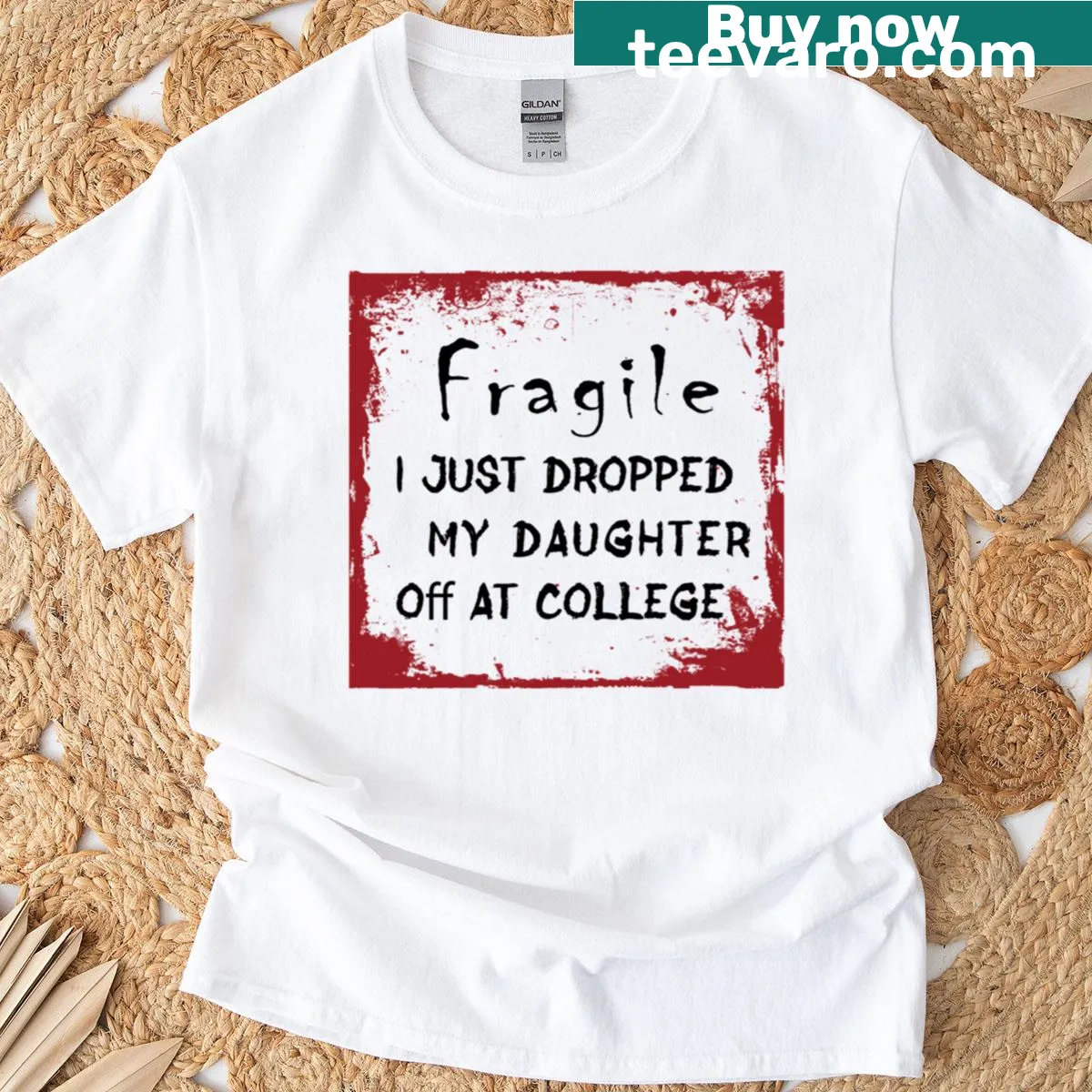 Humorous t-shirt about college drop-off for parents — on a men's t-shirt