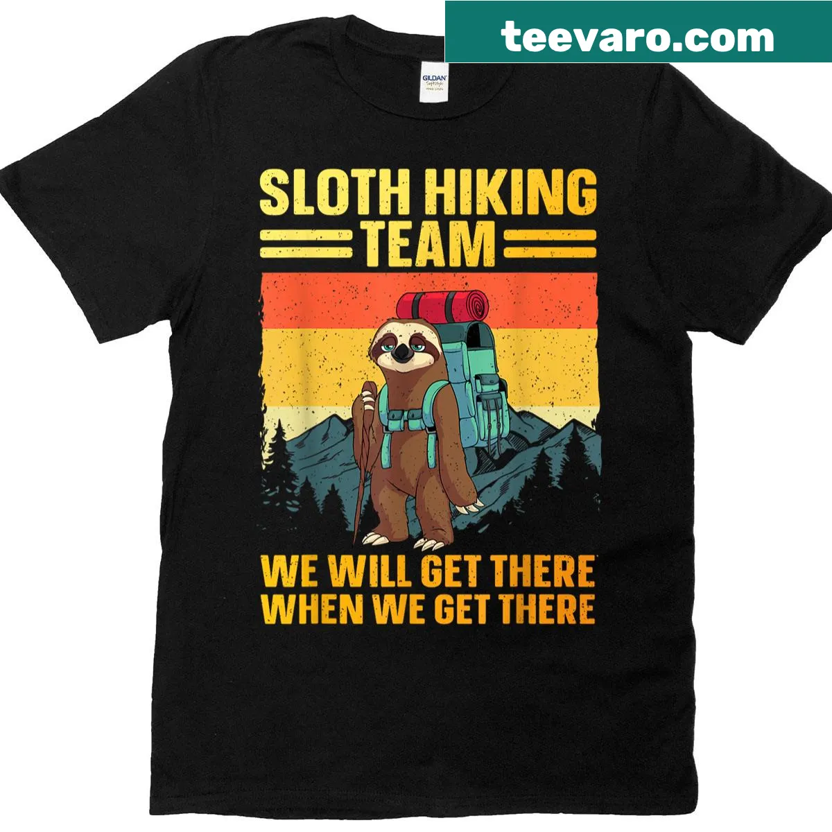 Humorous hiking-themed T-shirt suitable for all ages — on a men's t-shirt
