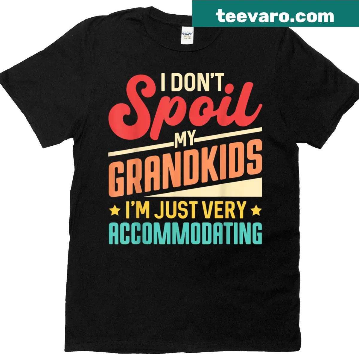 Funny t-shirt with quote about not spoiling grandkids — on a men's t-shirt