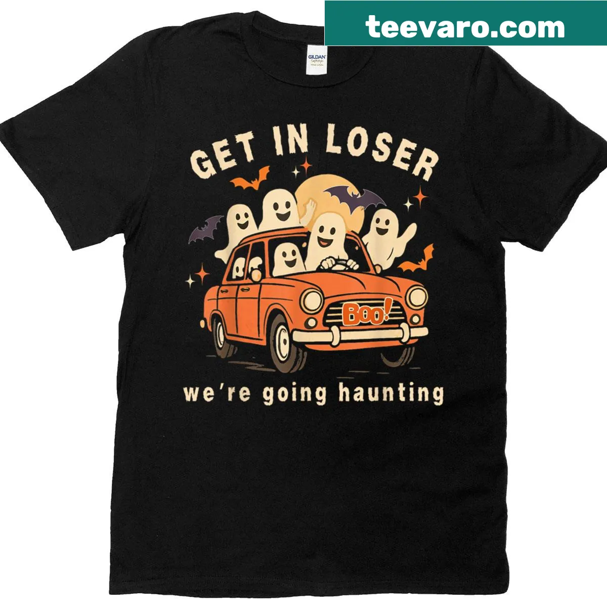 Funny road trip t-shirt for ghost lovers with a quirky graphic. — on a men's t-shirt