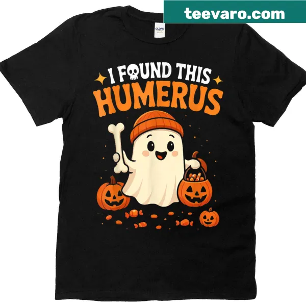 Funny Halloween t-shirt featuring a skeleton graphic with a humorous pun.
