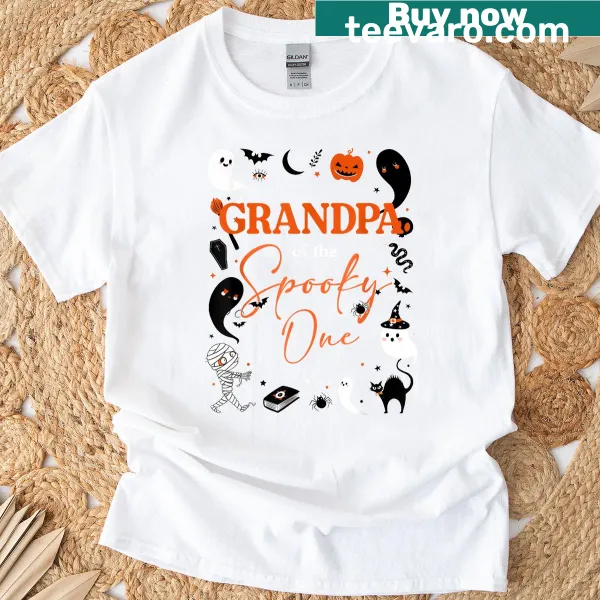 Cute Halloween birthday t-shirt for grandpas celebrating a granddaughter's first birthday.