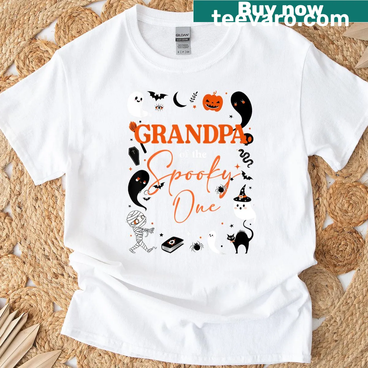 Cute Halloween birthday t-shirt for grandpas celebrating a granddaughter's first birthday. — on a men's t-shirt