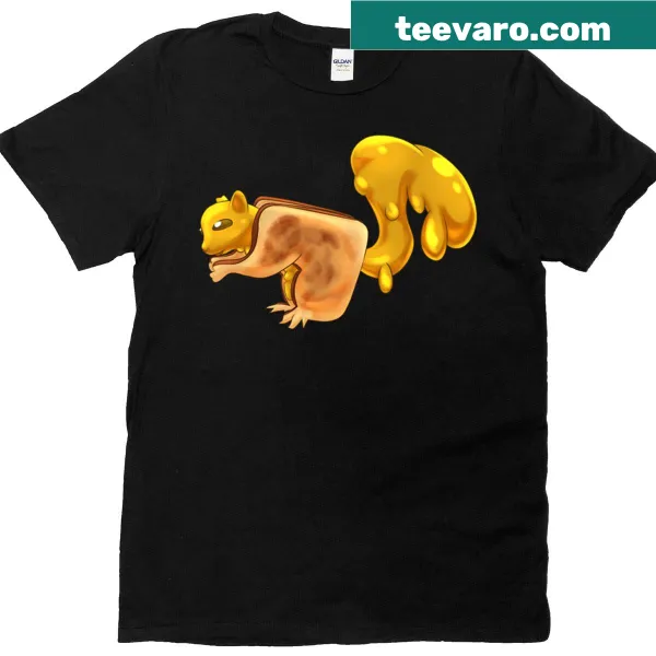 Squirrel holding a grilled cheese sandwich graphic t-shirt