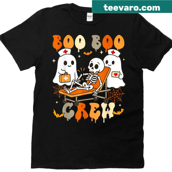 Funny Halloween nurse T-shirt with ghost design and text