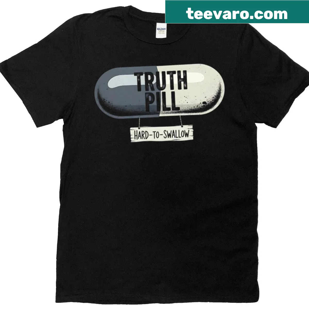 Oversized t-shirt with 'Hard To Swallow Truth' text design — on a men's t-shirt