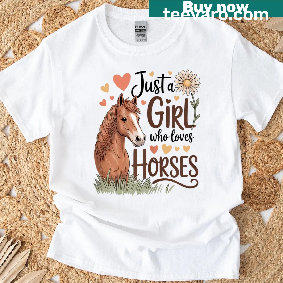 Illustrative T-shirt for girls who love horses — on a men's t-shirt