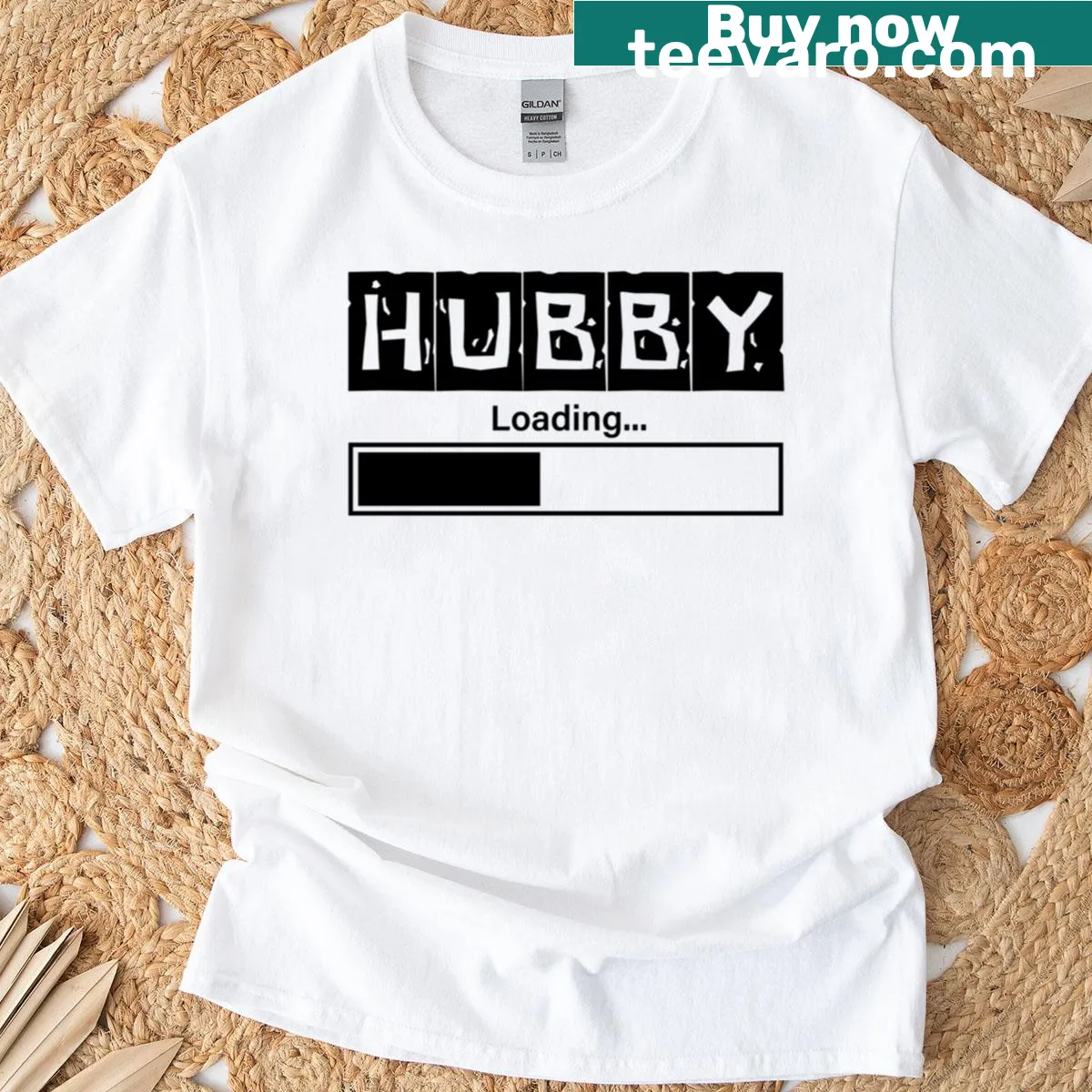 Funny Husband Loading wedding t-shirt with humorous typography — on a men's t-shirt