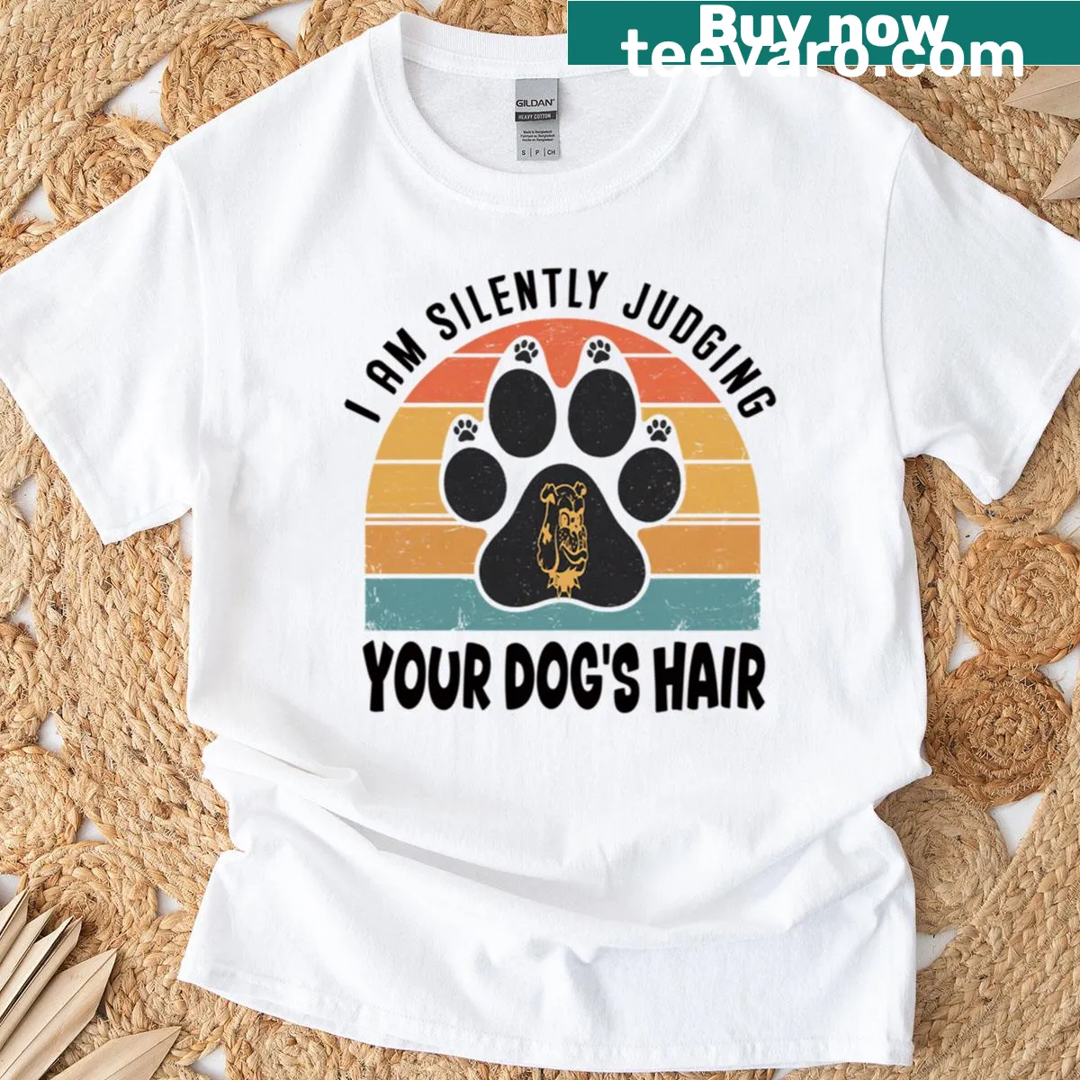 Funny quote about judging dog hair on T-shirt — on a men's t-shirt