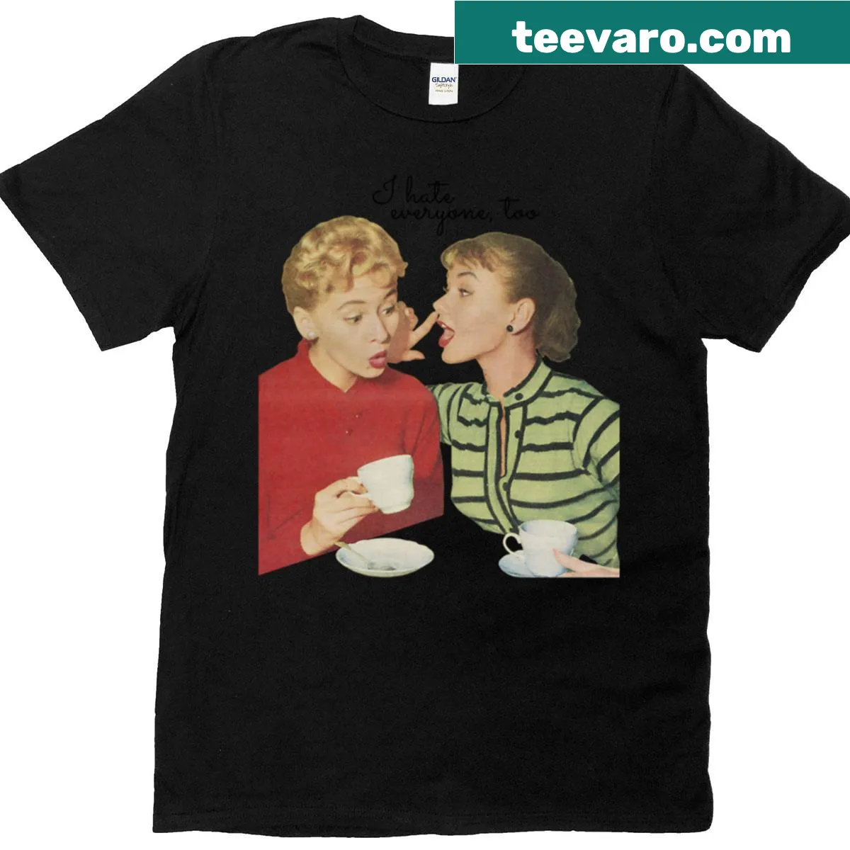 Humorous t-shirt with playful text about disliking everyone — on a men's t-shirt