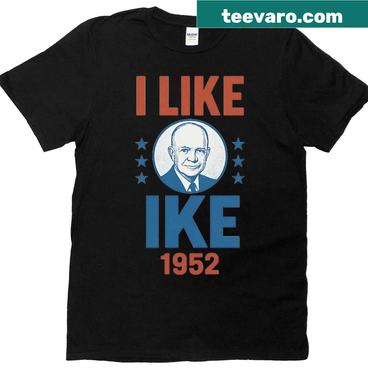 Retro-style t-shirt with 'I Like Ike' slogan from 1952 campaign — on a men's t-shirt