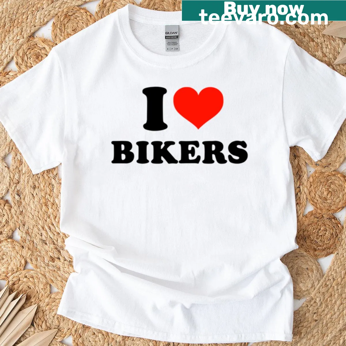 Heart graphic with 'I Love Bikers' text on a T-shirt — on a men's t-shirt