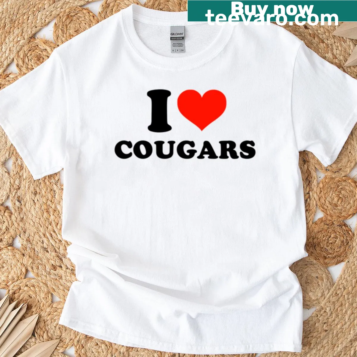 Cute T-shirt with heart and cougar illustration — on a men's t-shirt
