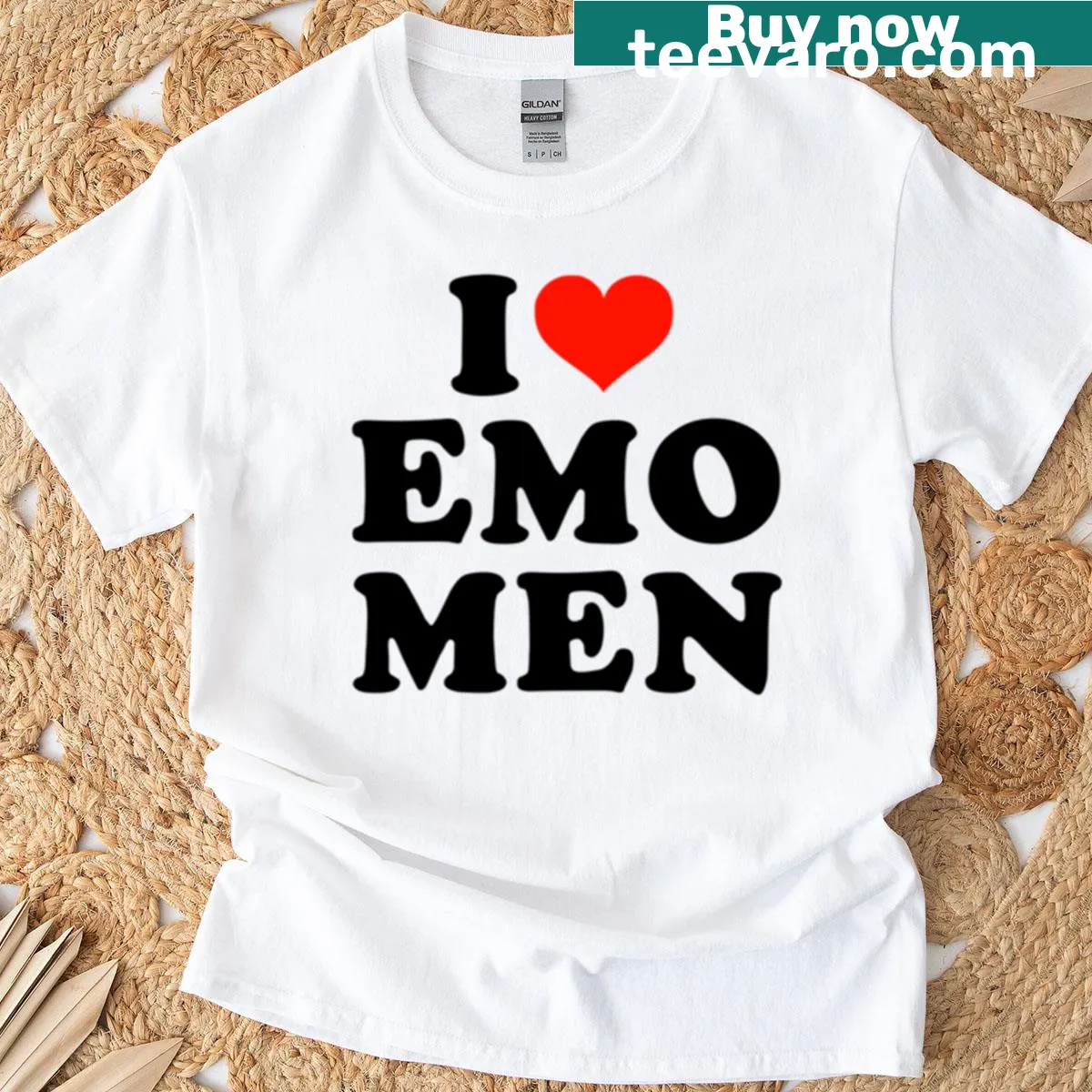 Emo-themed t-shirt expressing love for emo men — on a men's t-shirt