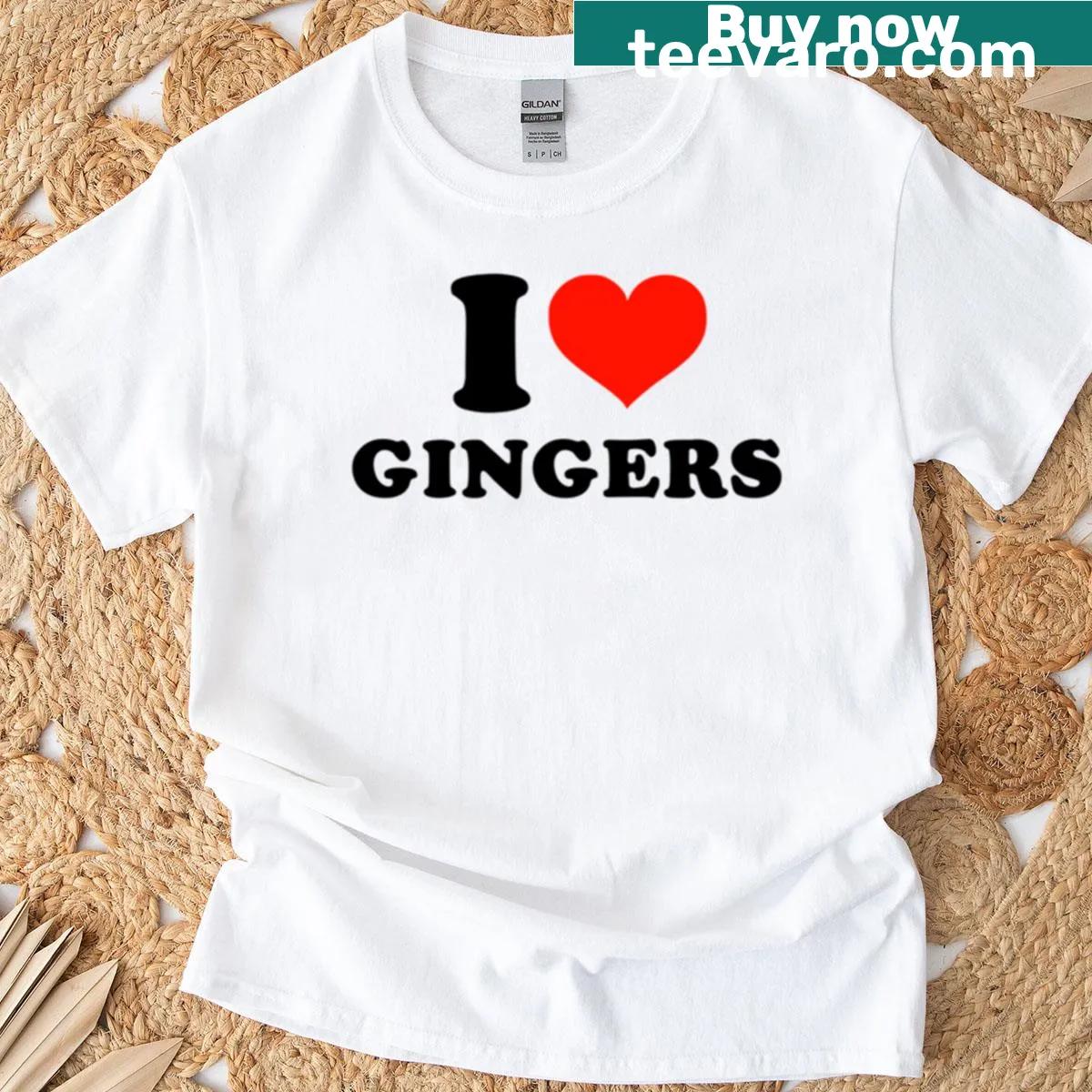 Fun T-shirt with the phrase 'I Love Gingers' in bold typography — on a men's t-shirt
