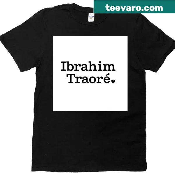 Stylish typography shirt featuring the name Ibrahim Traor with heart