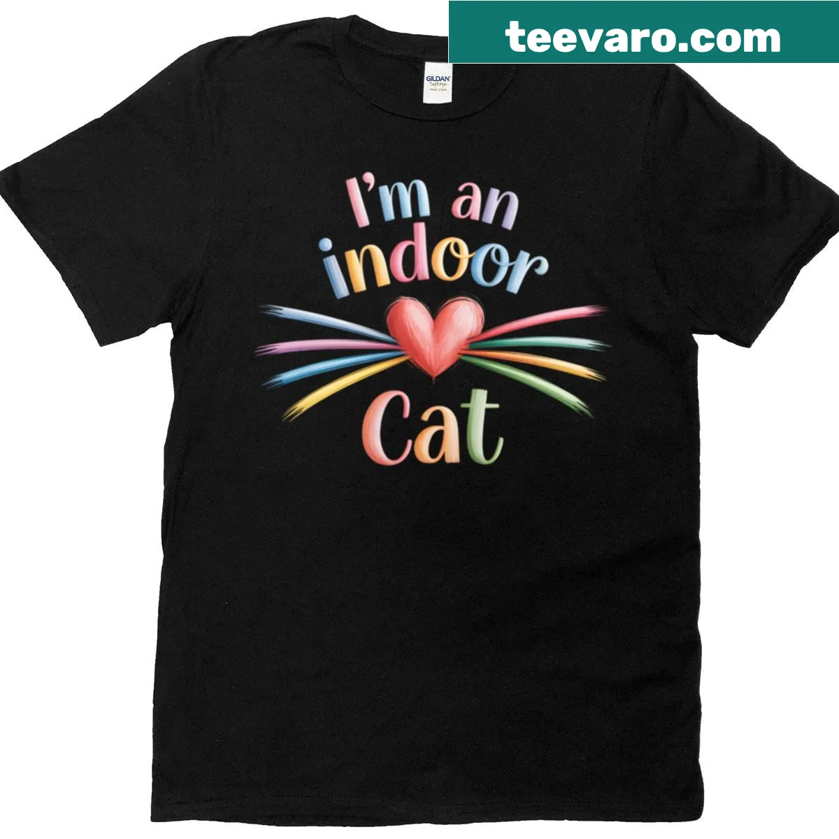 Minimalist sketch of cat's nose and whiskers on a t-shirt — on a men's t-shirt