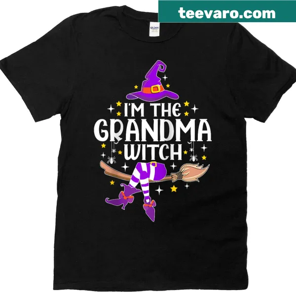 Funny Halloween costume raglan tee with a grandma witch graphic