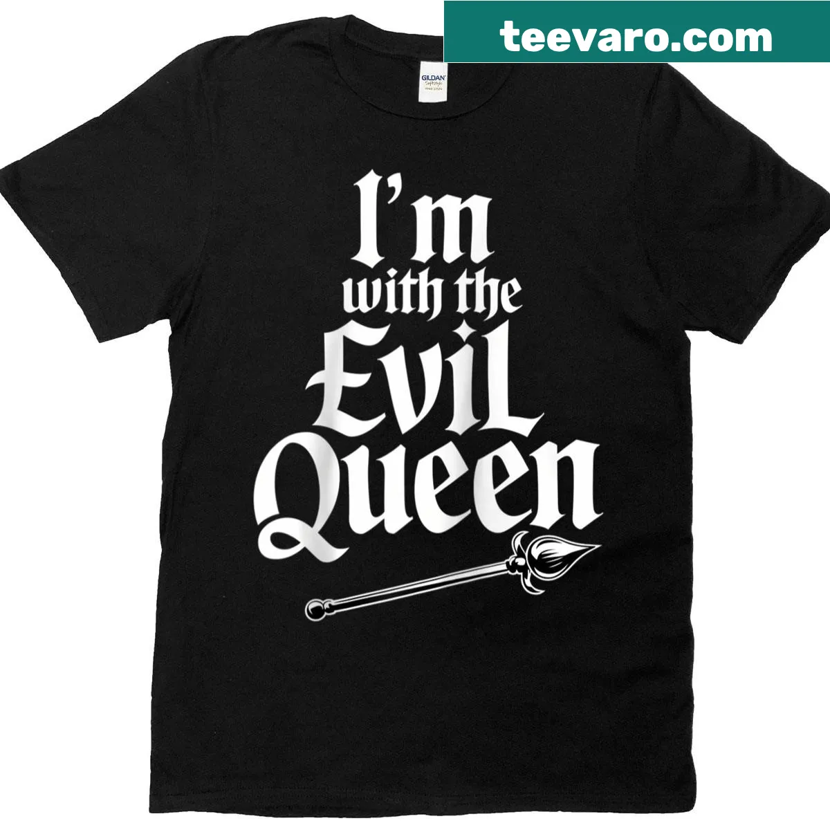 Couples Halloween raglan tee with evil queen illustration — on a men's t-shirt