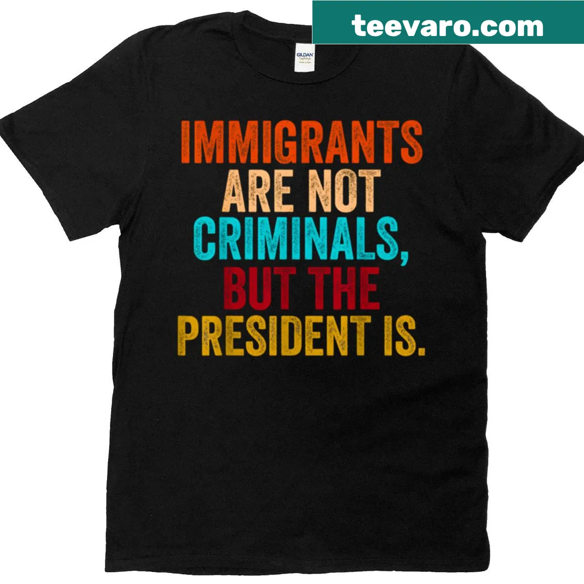 Bold t-shirt addressing immigration and political issues — on a men's t-shirt