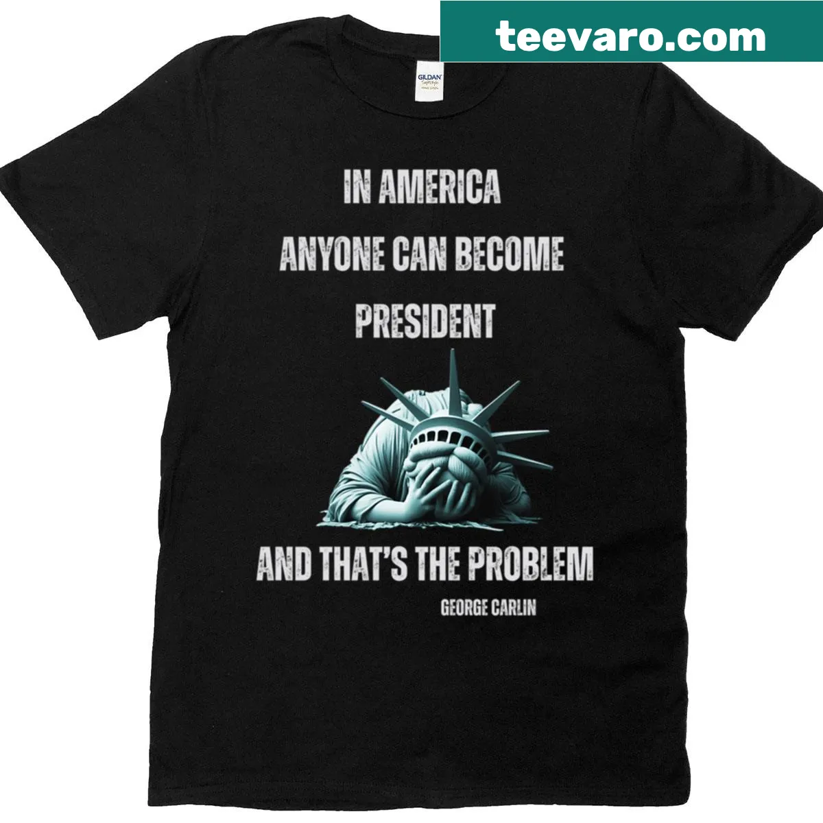 Inspirational typography T-shirt about American democracy — on a men's t-shirt