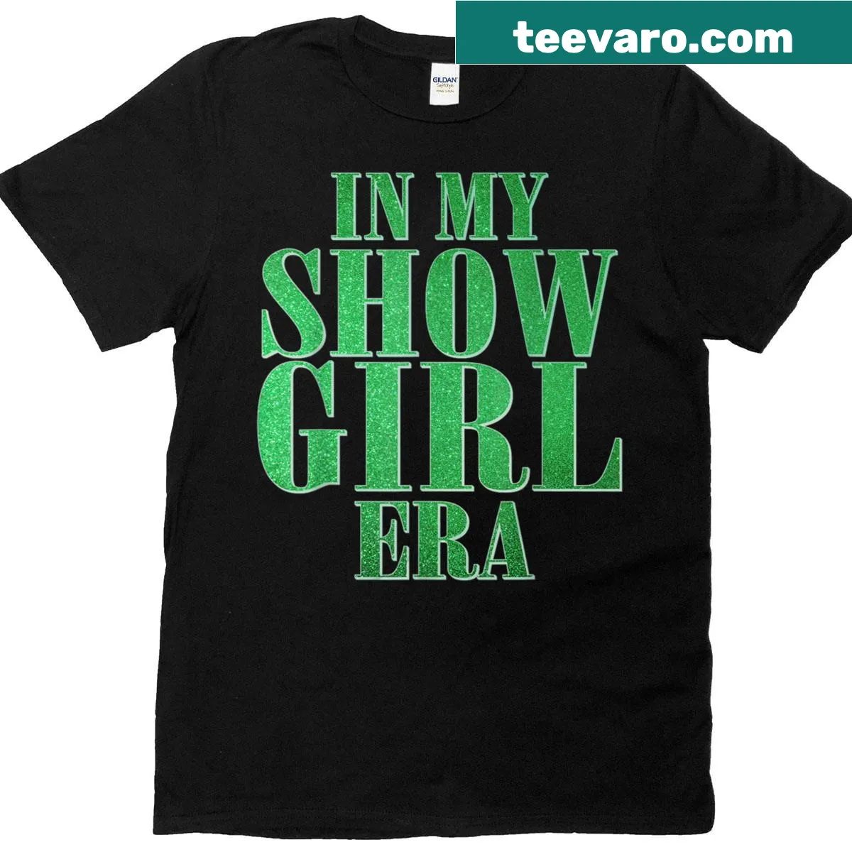 Groovy graphic T-shirt celebrating the showgirl era with playful illustrations — on a men's t-shirt