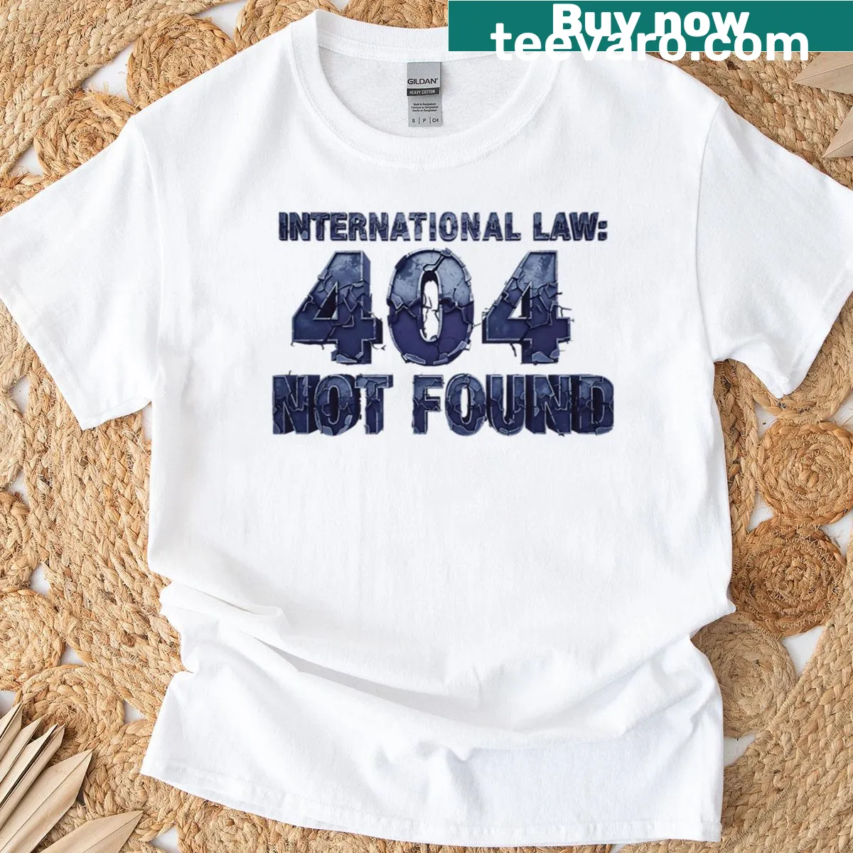Political statement tee featuring '404 Not Found' text — on a men's t-shirt